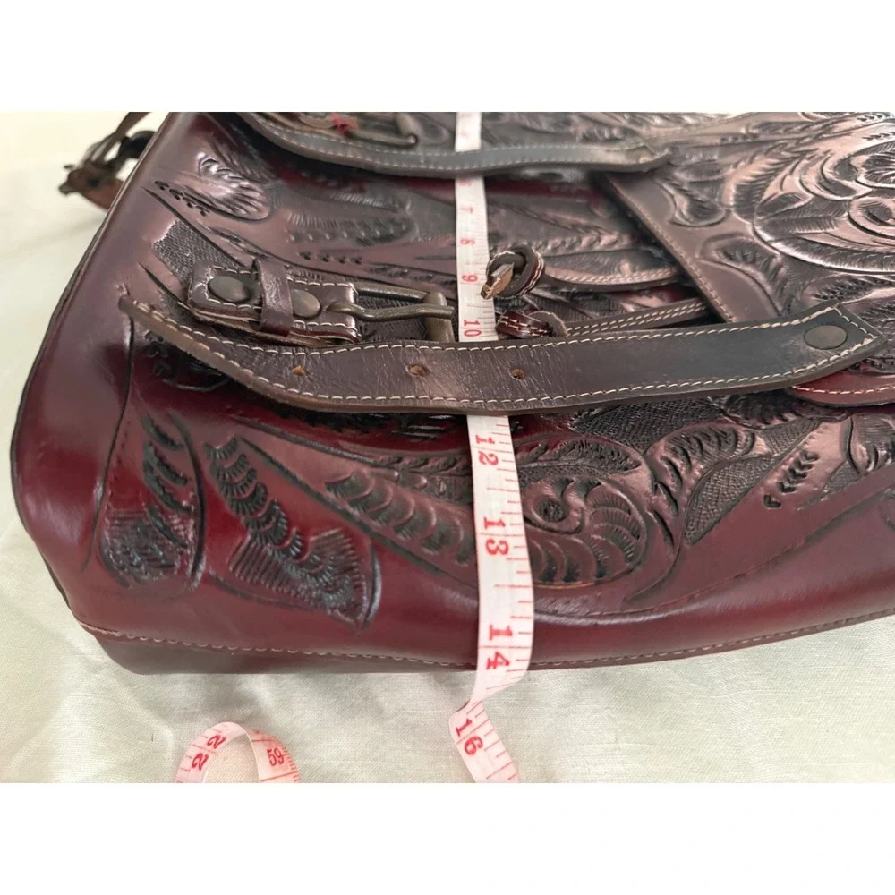 Handmade Genuine Tooled Leather Backpack Oxblood Western Boho Artisan